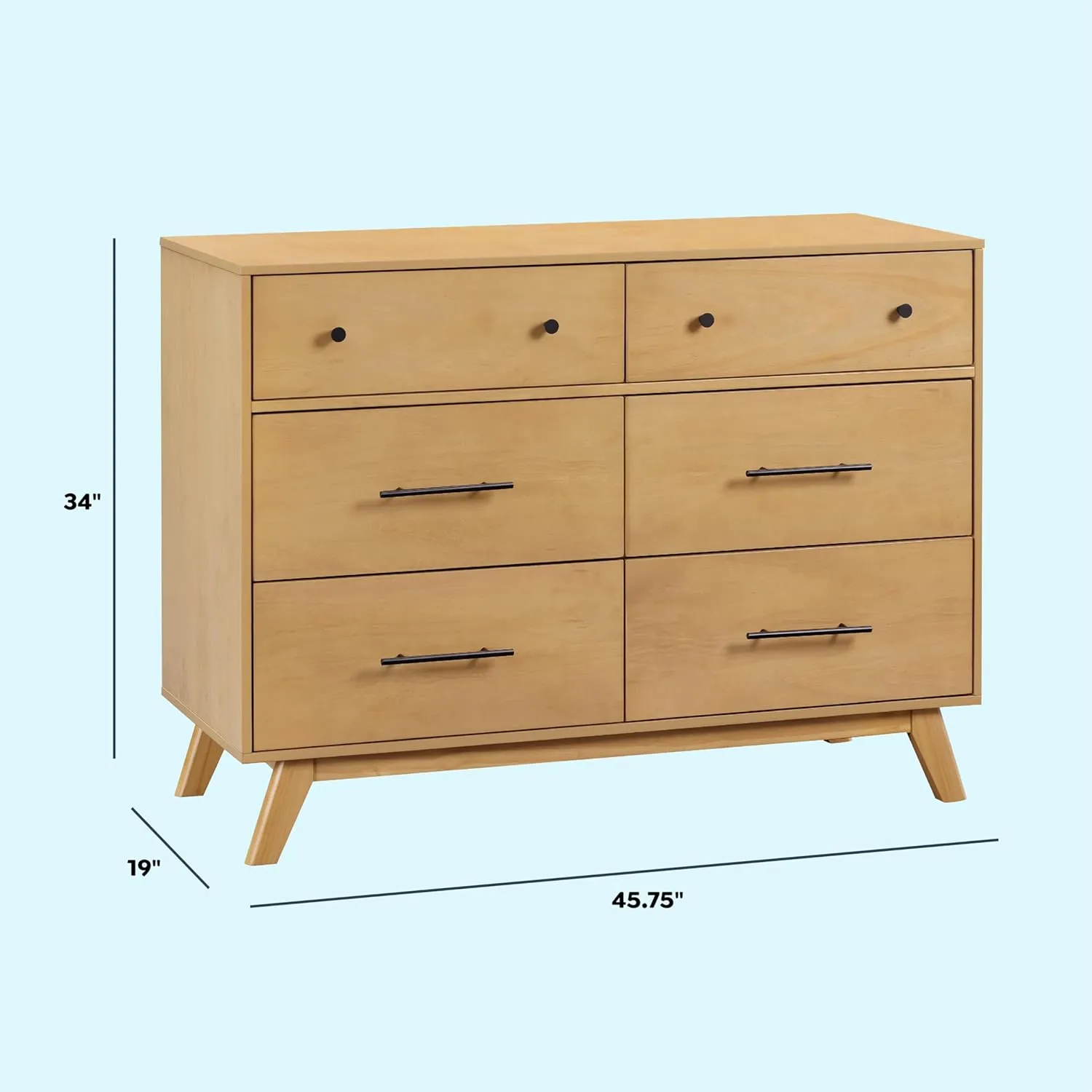 DaVinci Otto 6-Drawer Baby Dresser for Bedroom - GREENGUARD Gold Certified - Multi-Purpose Storage Double Chest of Drawers for Boys and Girls - Dresser for Kids Bedroom, Living Room, Nursery - Honey