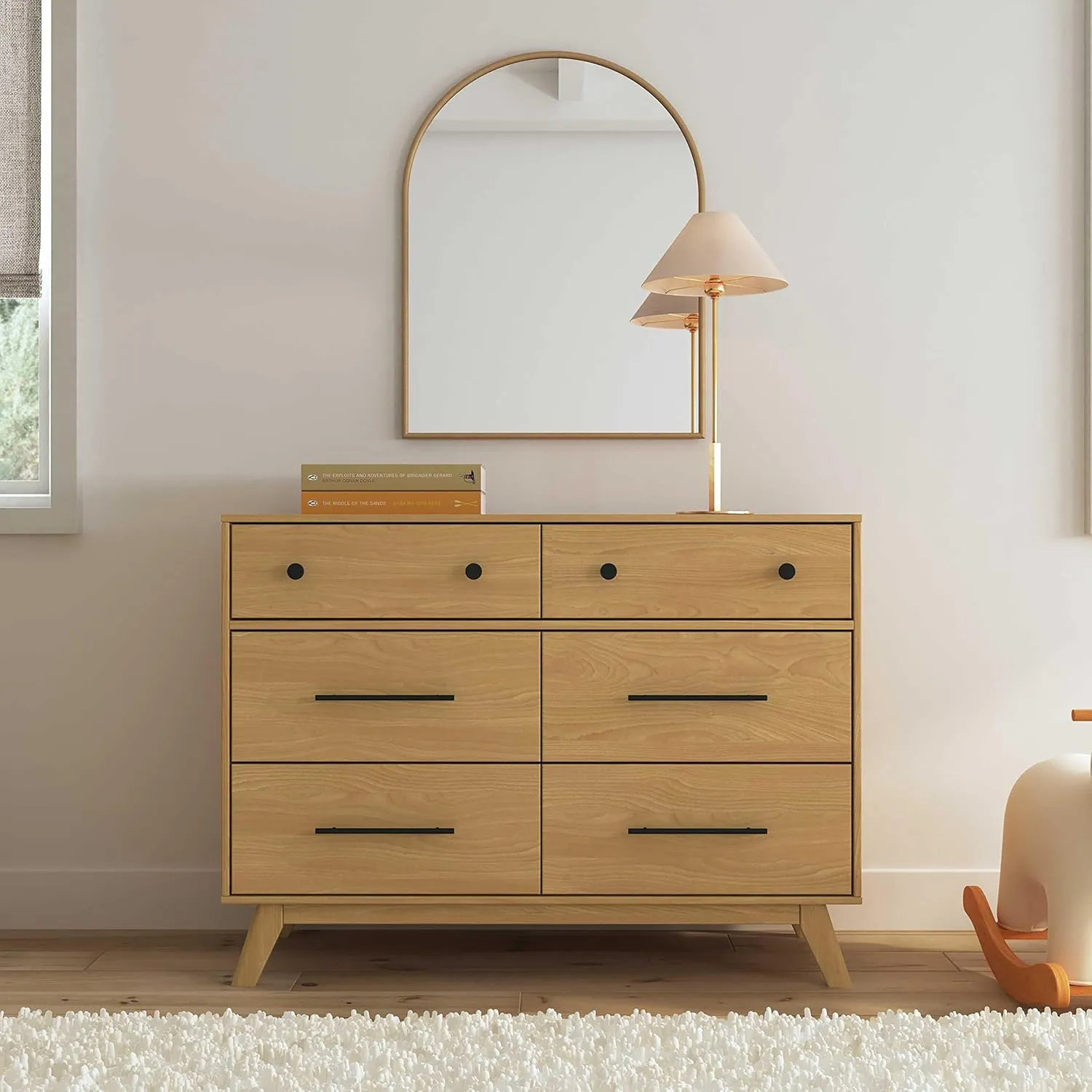 DaVinci Otto 6-Drawer Baby Dresser for Bedroom - GREENGUARD Gold Certified - Multi-Purpose Storage Double Chest of Drawers for Boys and Girls - Dresser for Kids Bedroom, Living Room, Nursery - Honey