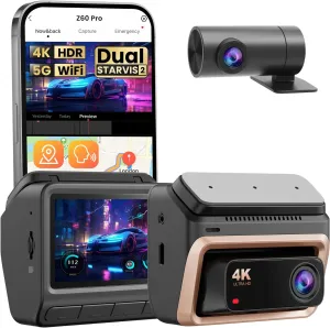 DDPAI Dash Cam Front and Rear, Dual STARVIS 2 IMX678 Dashcam, 4K 1080P 60FPS HDR Dash Camera for Cars with 32GB eMMC, 5G WiFi GPS, 3" IPS Screen, Night Vision, 24H Parking Mode, G-Sensor, Z60 Pro