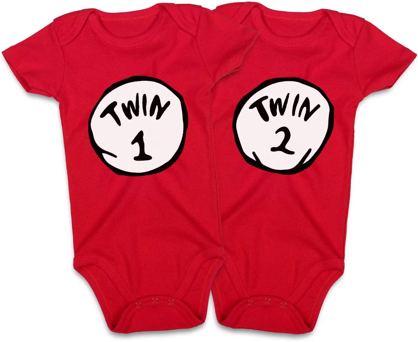 DEFAHN Funny Twins Baby Bodysuits Boys Girls Rompers 2 Pack Twin Matching Clothes Outfits for Newborn Infant