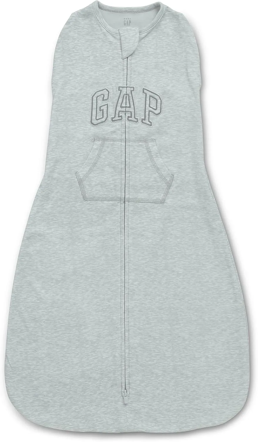 Delta Children Gap babyGap TrueSleep Sleep Sack with Zipper and with Built-in Swaddle | 100% Organic Cotton | GOTS and Oeko-Tex 100 Certified | 2-Way Zipper | Small: 0-6 Months, Grey