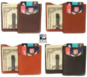DELUXE LEATHER CARD & MONEY CLIP - Minimalist Wallet in 5 Colors
