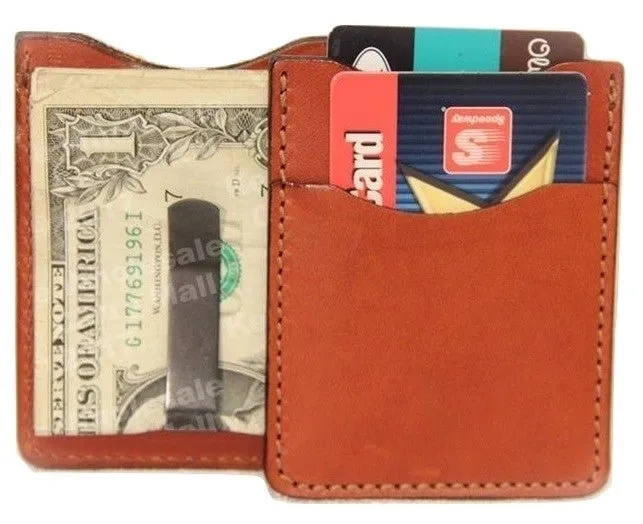 DELUXE LEATHER CARD & MONEY CLIP - Minimalist Wallet in 5 Colors