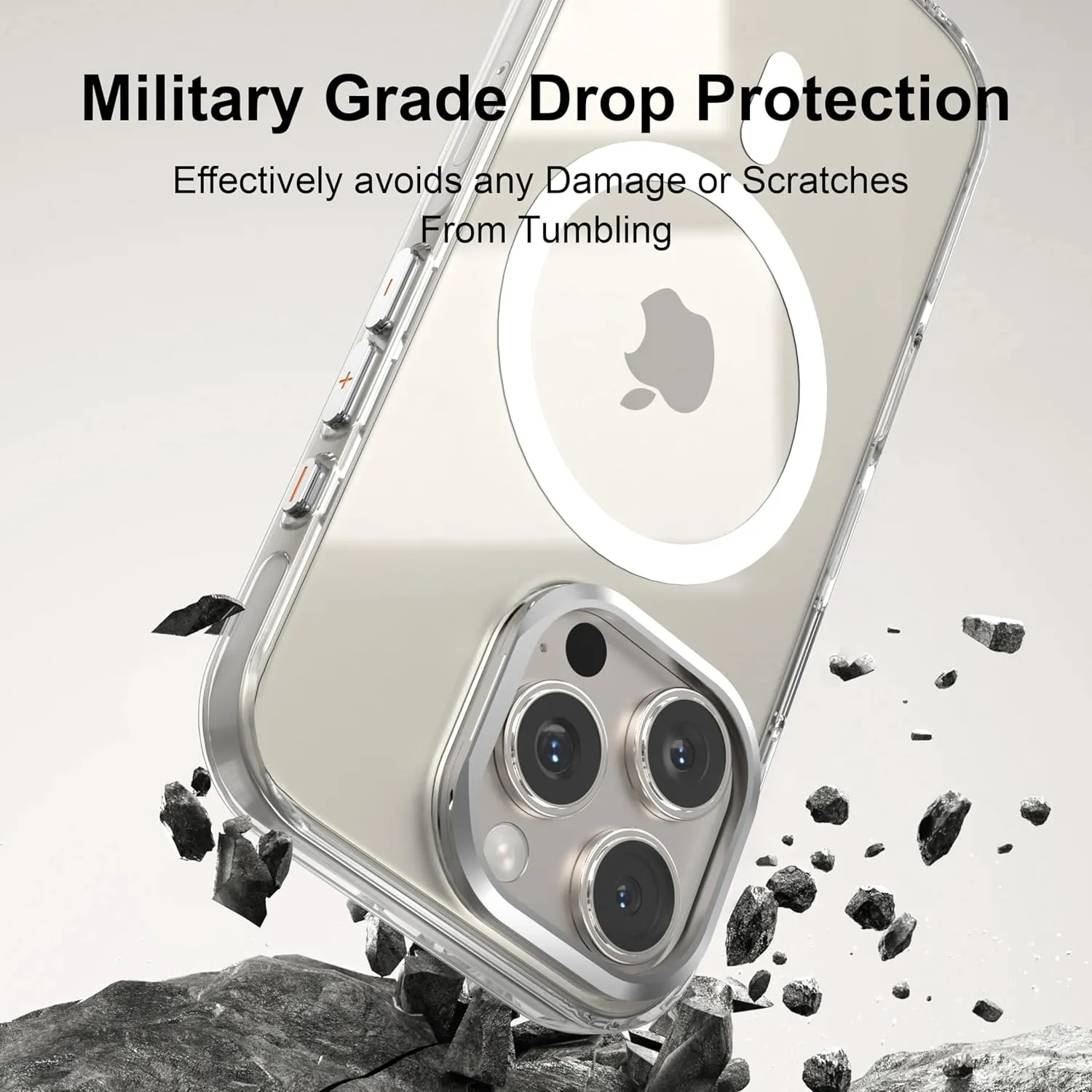 Designed for iPhone 16 Pro Max Case, MagSafe Compatible, Clear Slim Phone Case with Built-in Aluminum Alloy Stash Stand, Anti-Yellowing, Metal Buttons, All-Round Protection with Airbag Corners, Clear