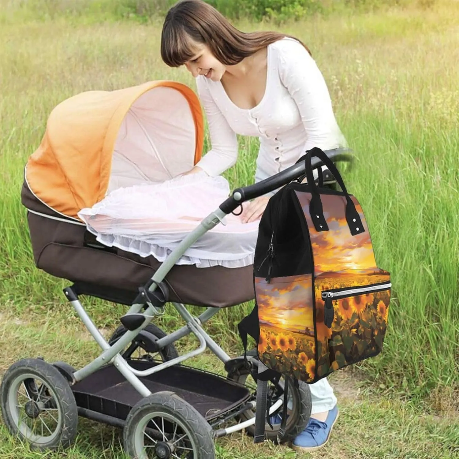 Diaper Bag Backpack Beautiful Sunflower Nappy Backpack Maternity Baby Nappy Bag Changing Bags for Travel