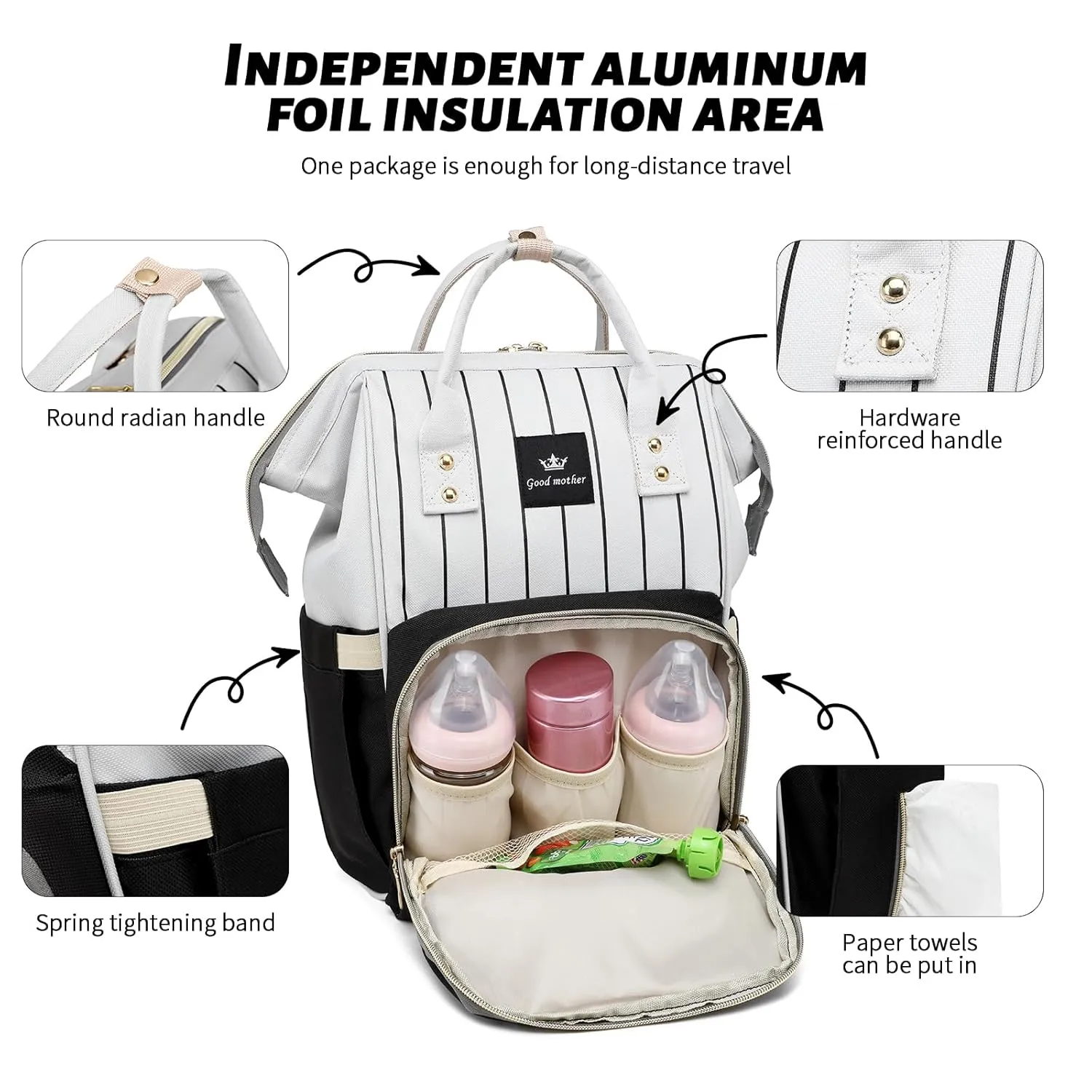 Diaper Bag Backpack for Boys & Girls, Large Travel Baby Bag, Registry Search Shower Gifts, Newborn Essentials, Black