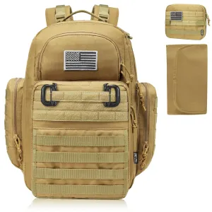 Diaper Bag Backpack for Dad, DBTAC Large Baby Nappy Bag for Men w/Changing Mat, Insulated Wipe Pockets, Stroller Straps, Tan