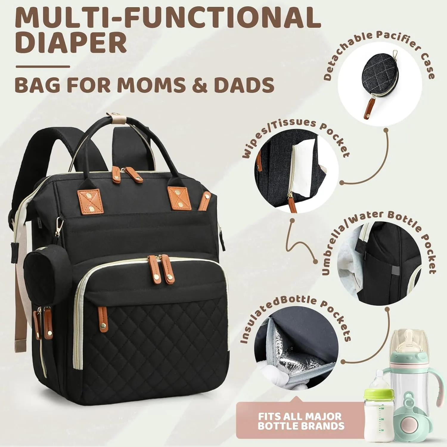 Diaper Bag Backpack for Girls Boys: Black Toddler Diaper Bag with Changing Pad Baby Backpack Diaper Bag for Mon Dad Newborn Pañaleras para Bebe Niña Niño Baby Registry Search Essentials Must Haves