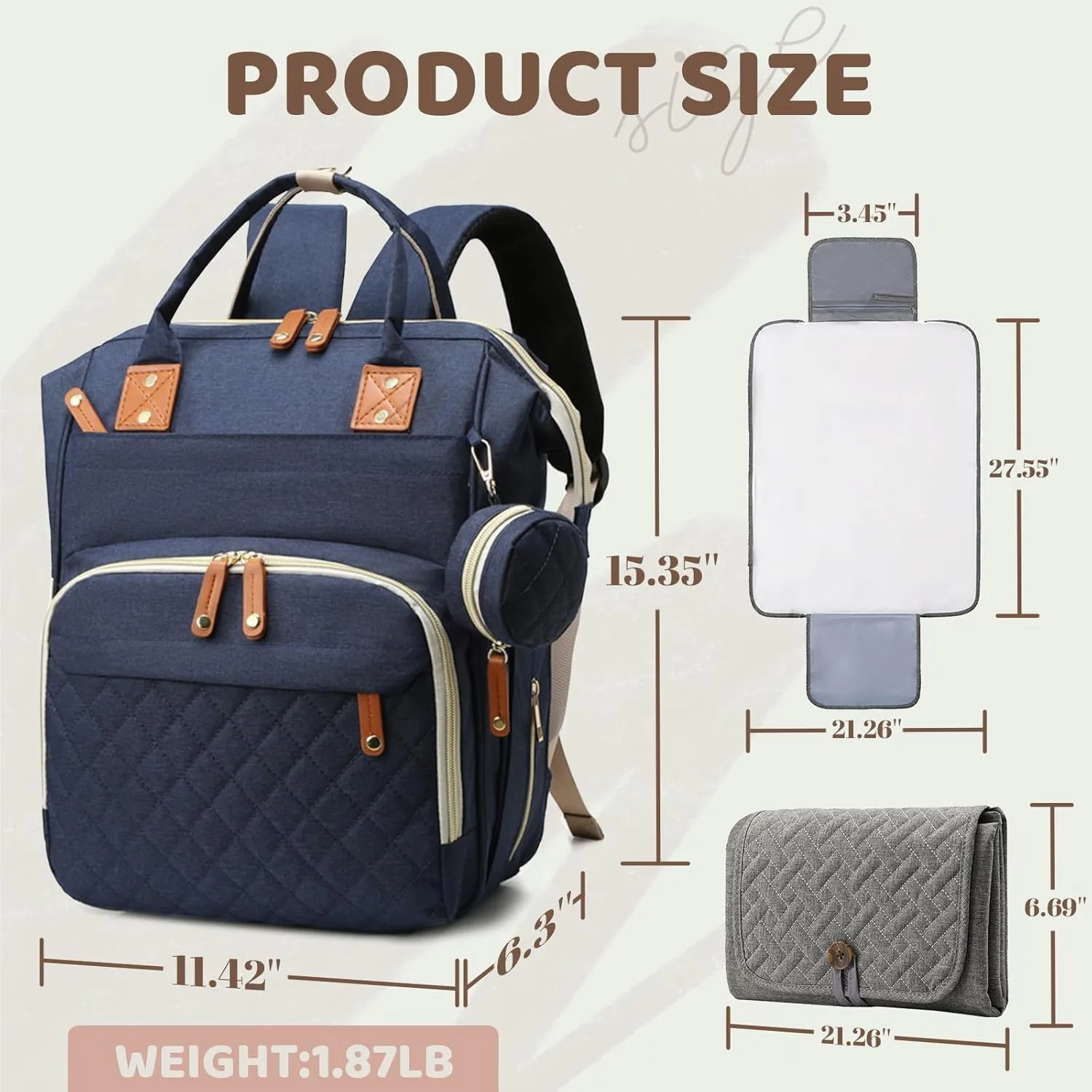 Diaper Bag Backpack for Girls Boys: Blue Toddler Diaper Bag with Changing Pad Baby Backpack Diaper Bag for Mon Dad Newborn Mochila Pañaleras Bebe Niña Niño Baby Registry Search Essentials Must Haves