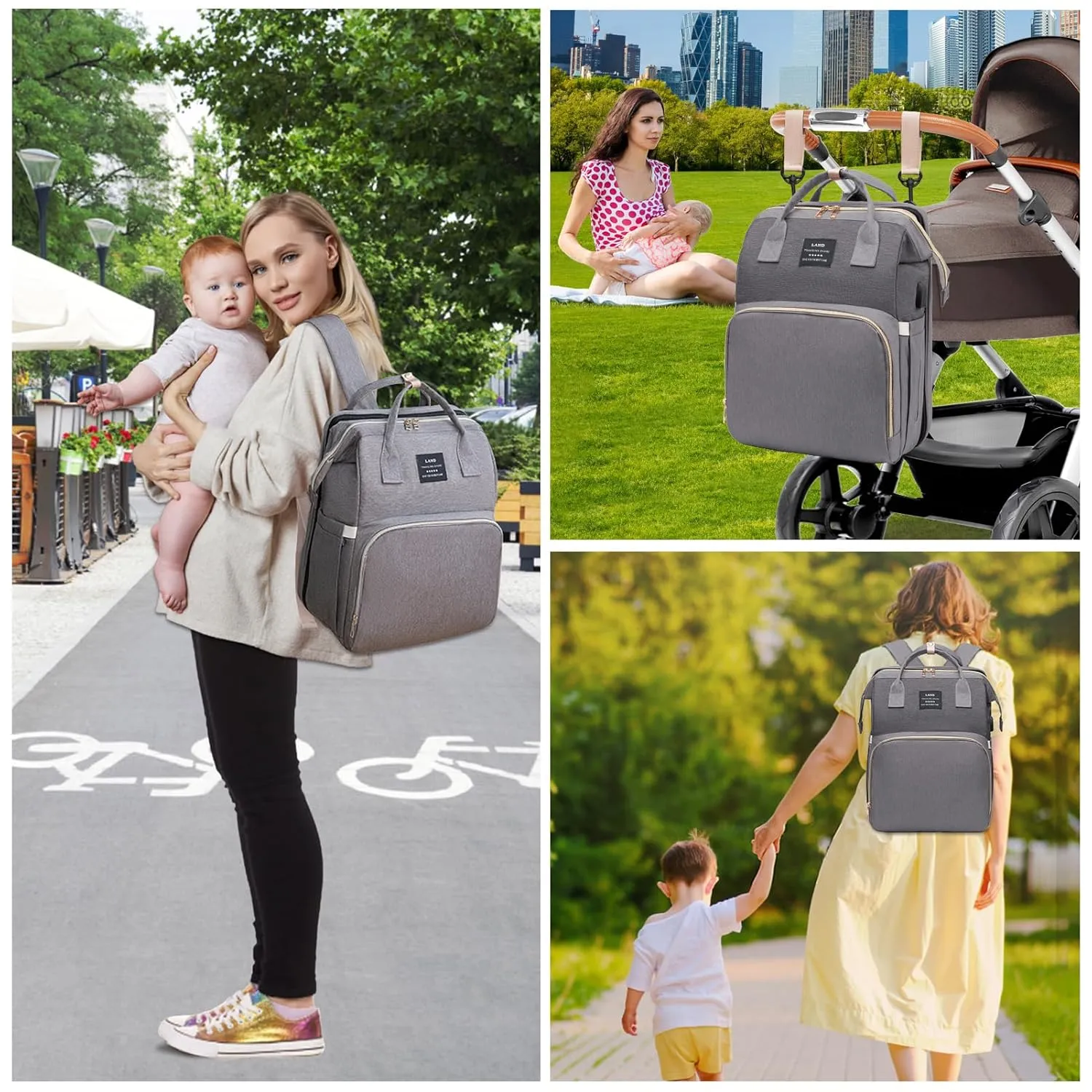 Diaper Bag Backpack, Multifunctional Baby Diaper Bag, Diaper Changing Station for Boys Girls, Large Capacity Travel Baby Bag for Mom Dad