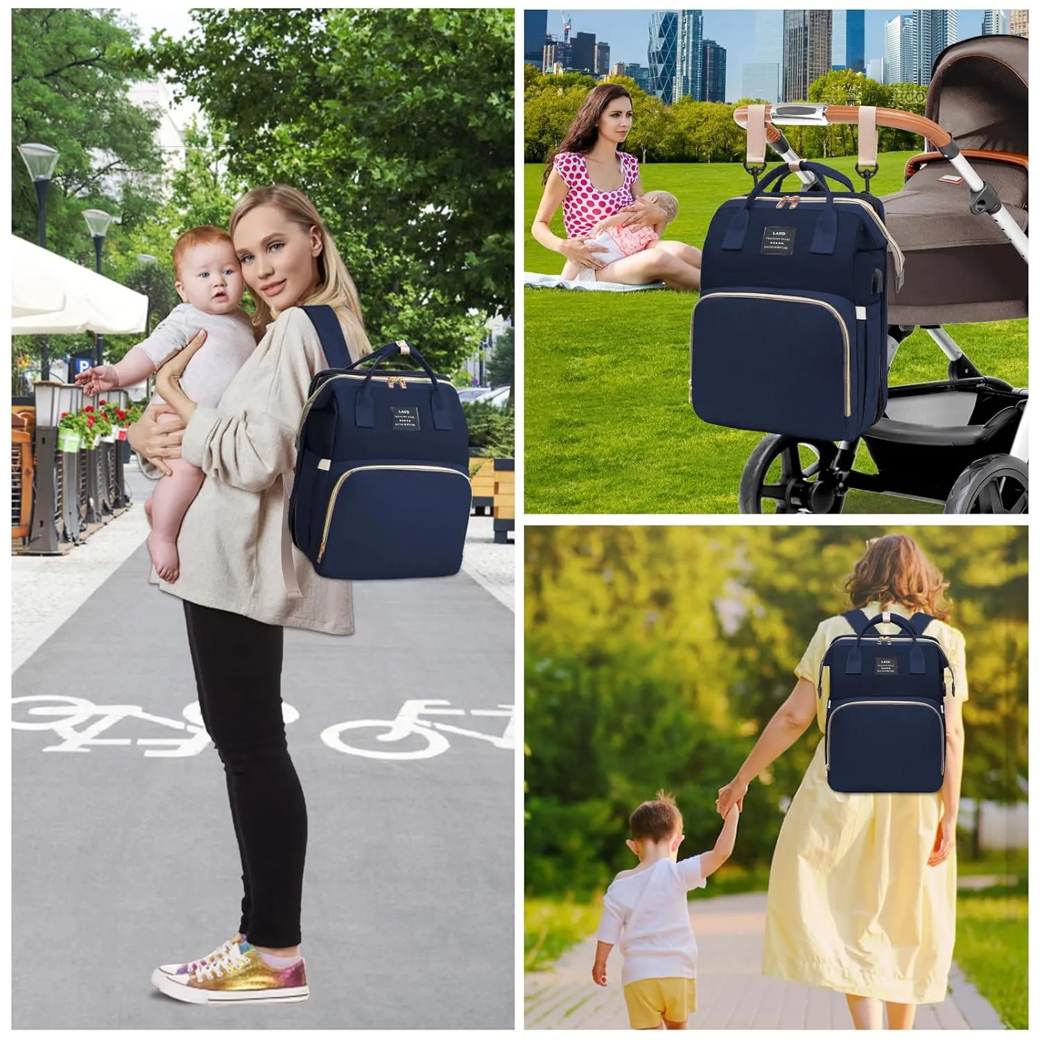Diaper Bag Backpack, Multifunctional Baby Diaper Bag, Diaper Changing Station for Boys Girls, Large Capacity Travel Baby Bag for Mom Dad