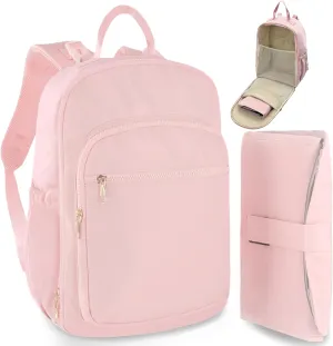 Diaper Bag Backpack Small Diaper Baby Bag for Travel, Mini Lightweight Diaper Backpack with Changing Pad Insulated Pockets (Pink)
