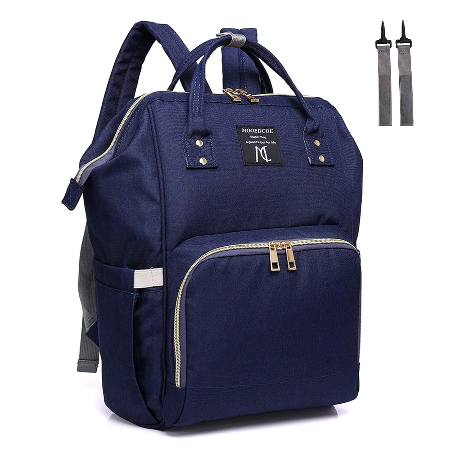 Diaper Bag Backpack Water-resistant, Nanrui 25L Roomy Nappy Bag for Baby Boy and Girl Men Backpack Travel Back Pack with 2 Stroller Straps- Navy Blue
