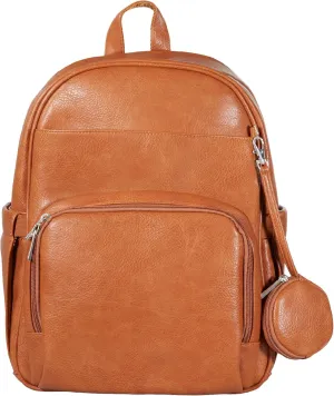 Diaper Bag Backpack with 16 Pockets Baby Bag Vegan Leather for Mom Dad, with a pacifier pod, 2 Insulated Pockets (BROWN, 15 INCH)