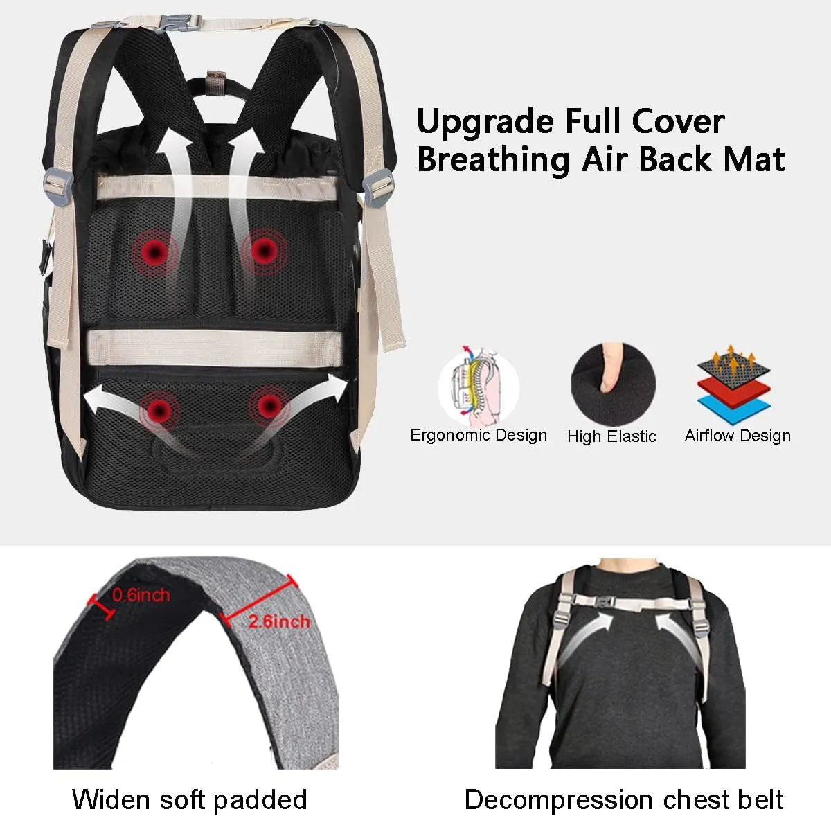 Diaper Bag Backpack with Changing Pad, Baby Bag for Boys Girls, Unisex Nappy Changing Bag, Multifunction Large Capacity Travel Back Pack for Moms Dads, Grey