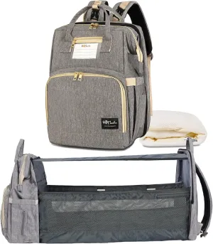 Diaper Bag Backpack with Changing Pad, Baby Bag for Boys Girls, Unisex Nappy Changing Bag, Multifunction Large Capacity Travel Back Pack for Moms Dads, Grey