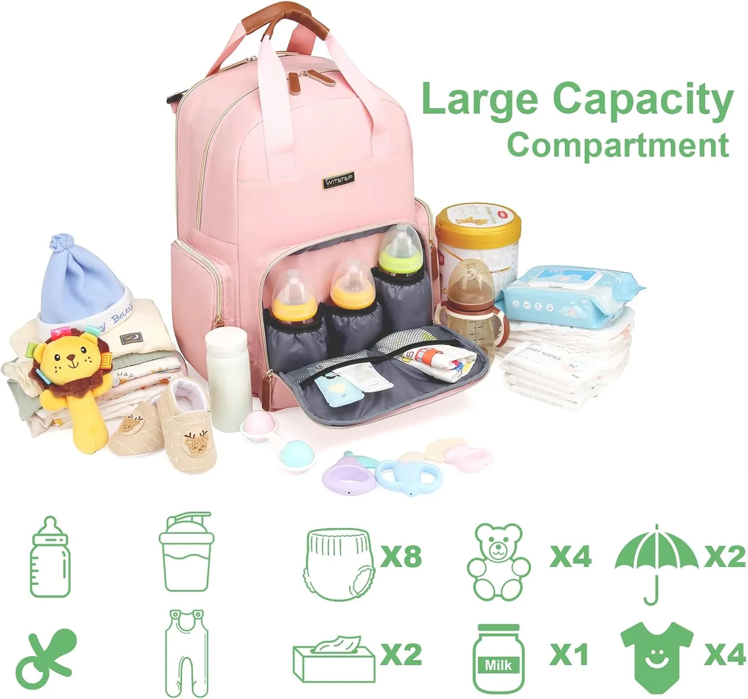 Diaper Bag Backpack with Changing Station, Baby Diaper Bag Organizer for Moms Dads Large Baby Changing Bags