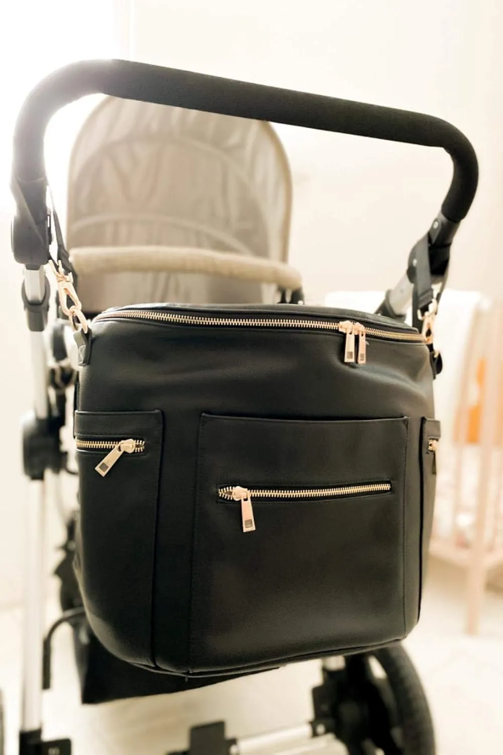 Diaper bag, Leather Diaper Bag Backpack by MF Store, Diaper Backpack with Laptop Sleeve,Changing Pad,Wipes Pouch,Stroller Straps and Insulated Pockets
