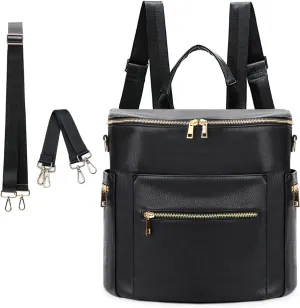 Diaper bag, Leather Diaper Bag Backpack by MF Store, Diaper Backpack with Laptop Sleeve,Changing Pad,Wipes Pouch,Stroller Straps and Insulated Pockets