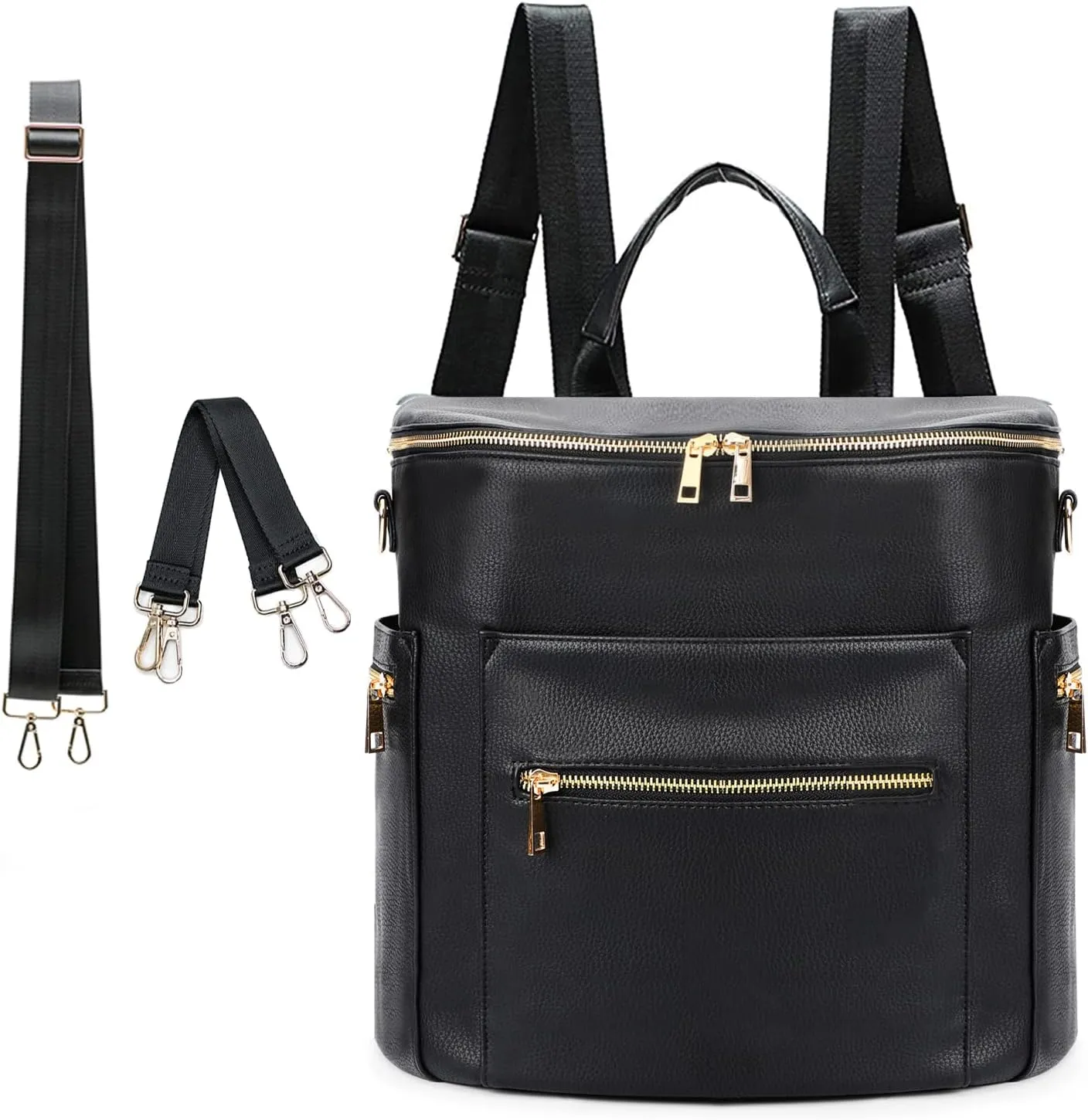Diaper bag, Leather Diaper Bag Backpack by MF Store, Diaper Backpack with Laptop Sleeve,Changing Pad,Wipes Pouch,Stroller Straps and Insulated Pockets