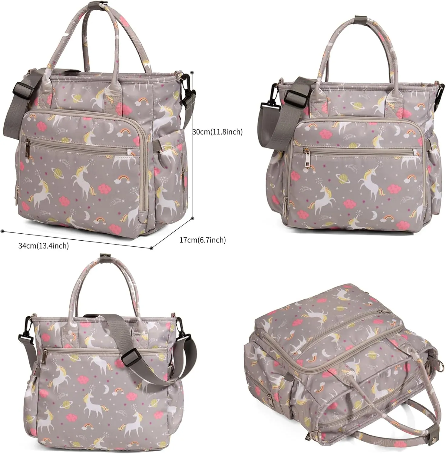 Diaper Bag Tote Baby Changing Bag Portable Waterproof and Large Capacity with Shoulder Strap Stroller Hooks