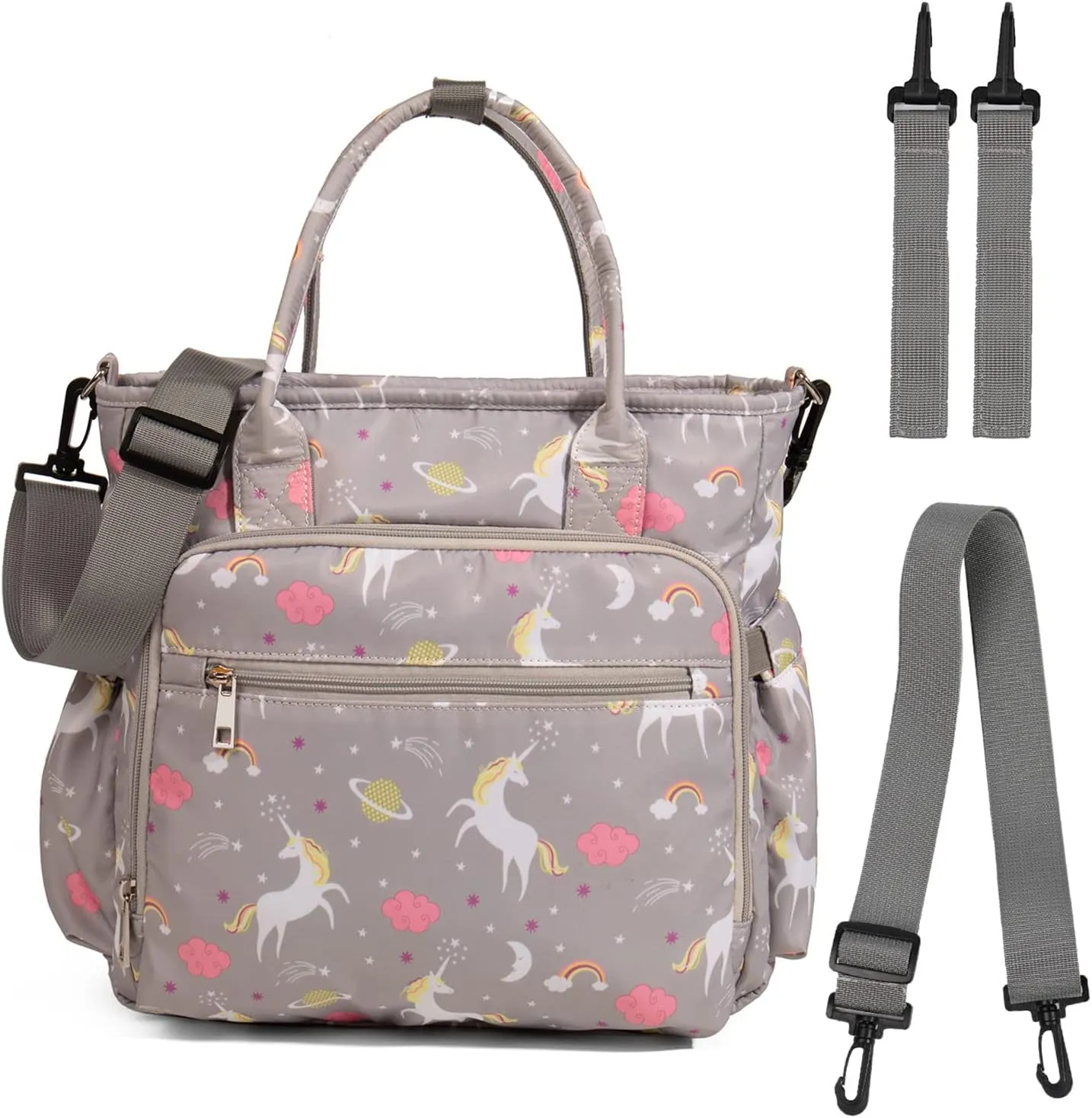 Diaper Bag Tote Baby Changing Bag Portable Waterproof and Large Capacity with Shoulder Strap Stroller Hooks