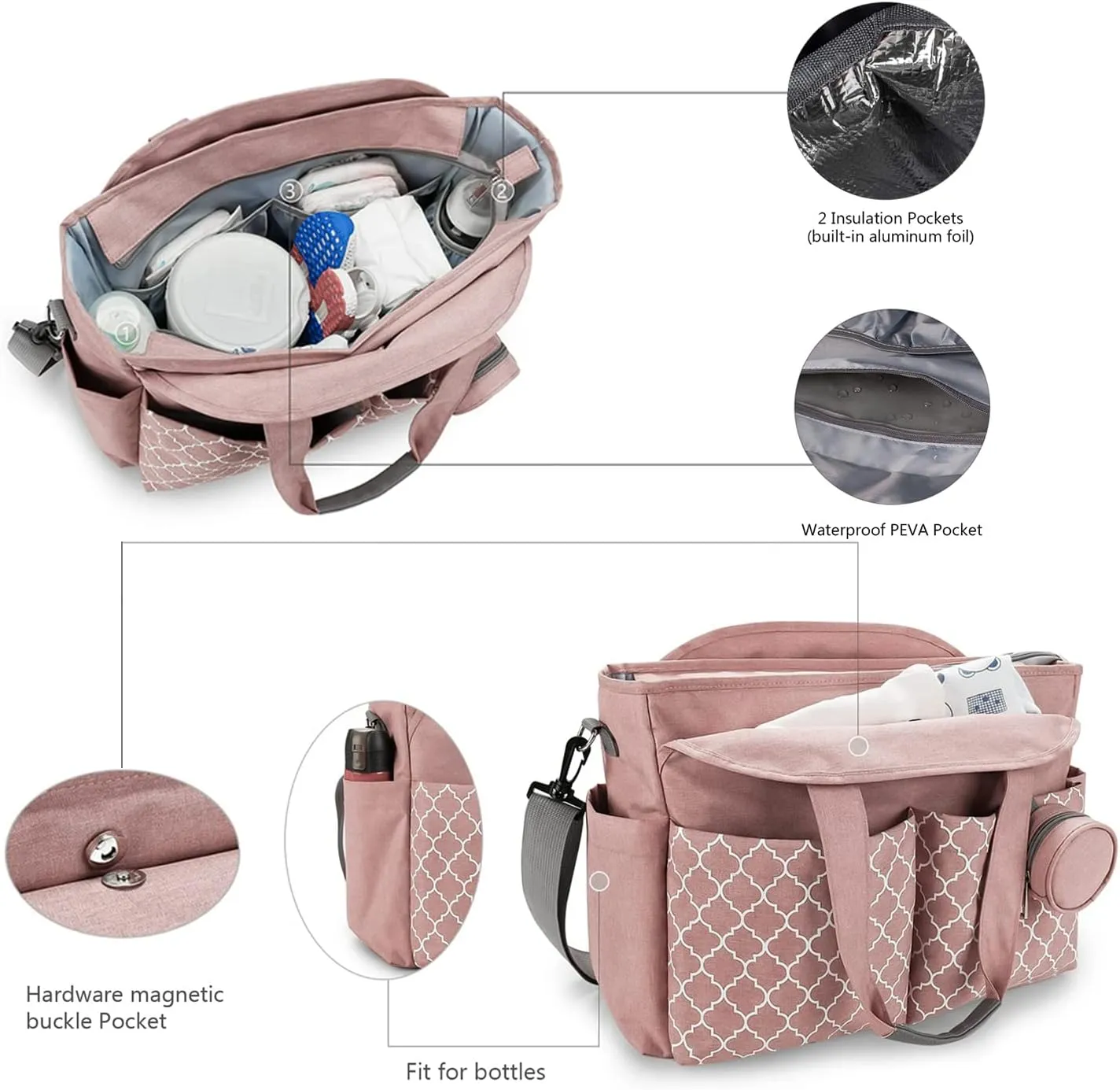 Diaper Bag Tote Large Baby Changing Bag for Mom with Changing Station
