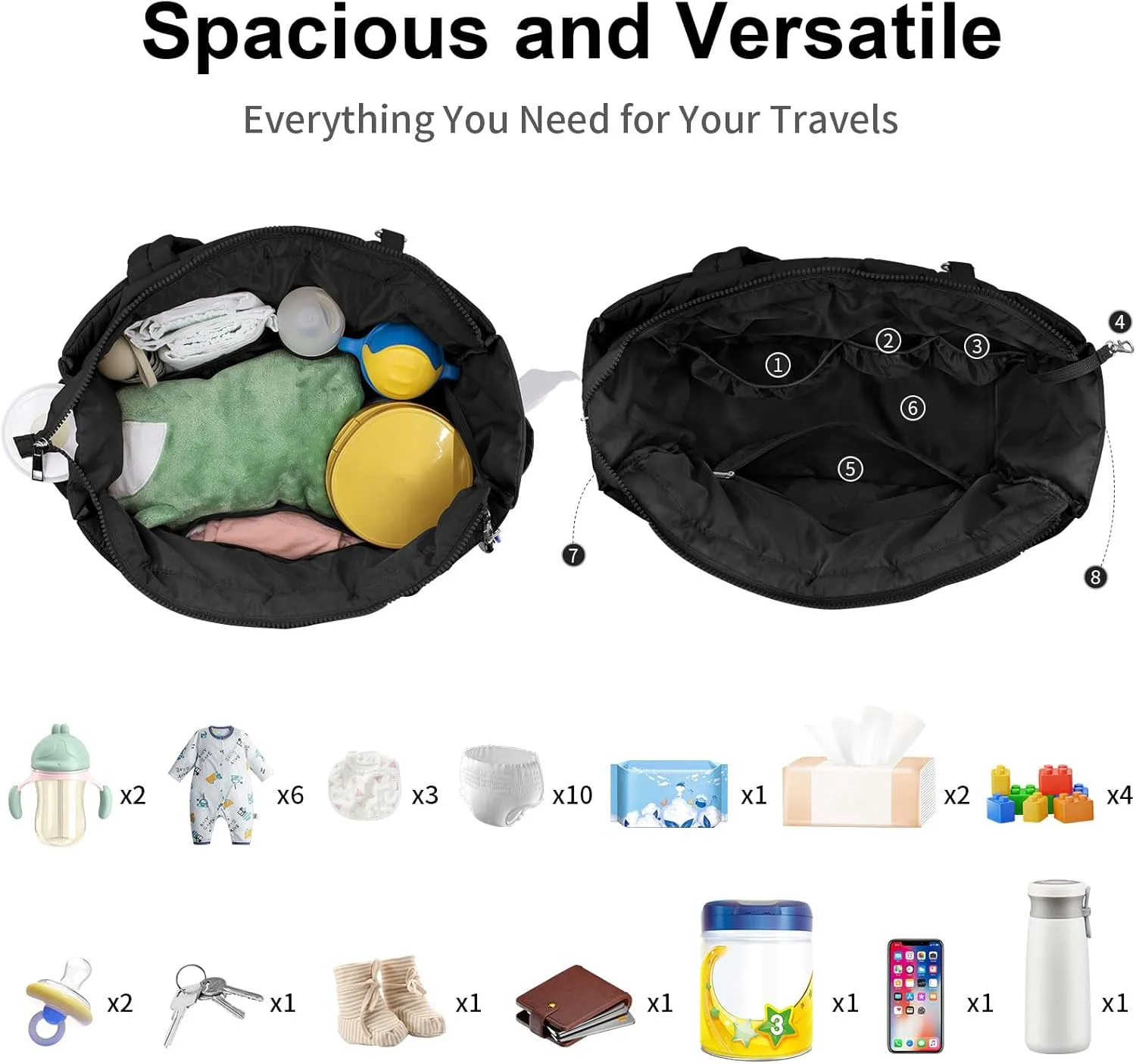 Diaper Bag Tote with Silicone Pacifier Case,Tote Bags Crossbody Hospital Bag Travel Large Mommy Bag