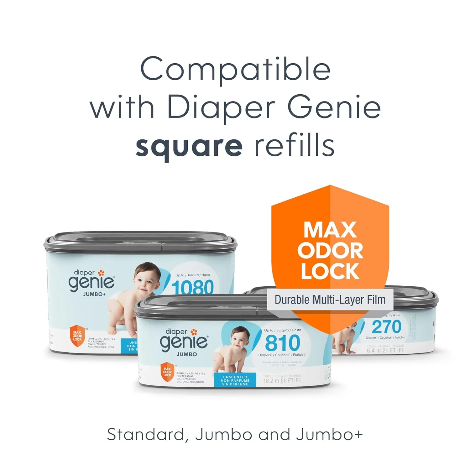 Diaper Genie Select Pail (Blue) is Made of Durable Stainless Steel and Includes 1 Starter Square Refill That can Hold up to 165 Newborn-Sized Diapers.