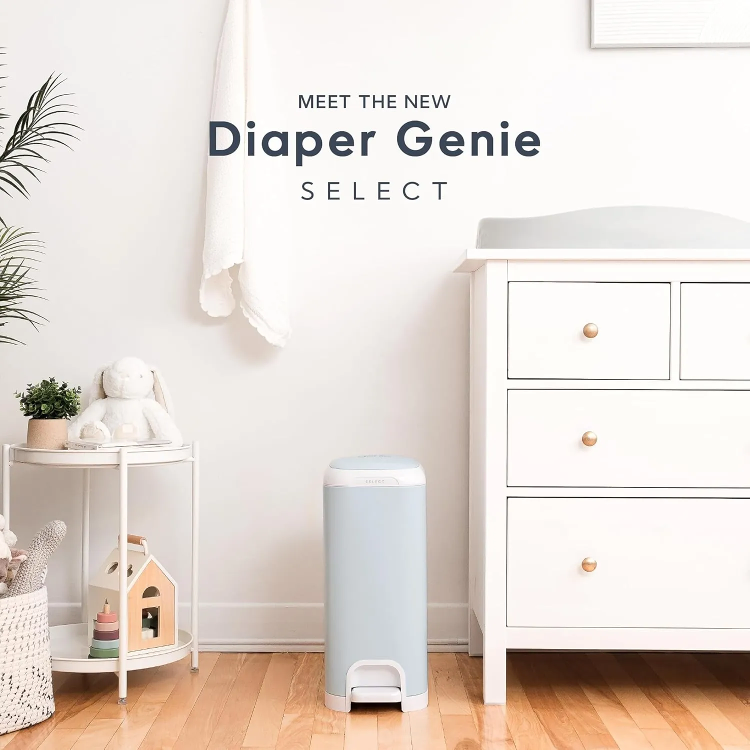 Diaper Genie Select Pail (Blue) is Made of Durable Stainless Steel and Includes 1 Starter Square Refill That can Hold up to 165 Newborn-Sized Diapers.