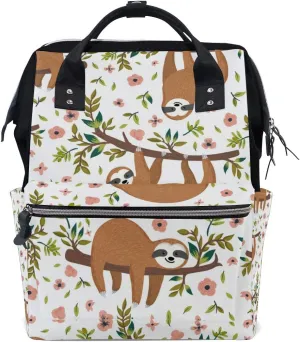Diaper Nappy Bag Travel Backpack Mommy Bag Funny Sloth On Tree for Mom Dad, Ideal Gift for New Mommy