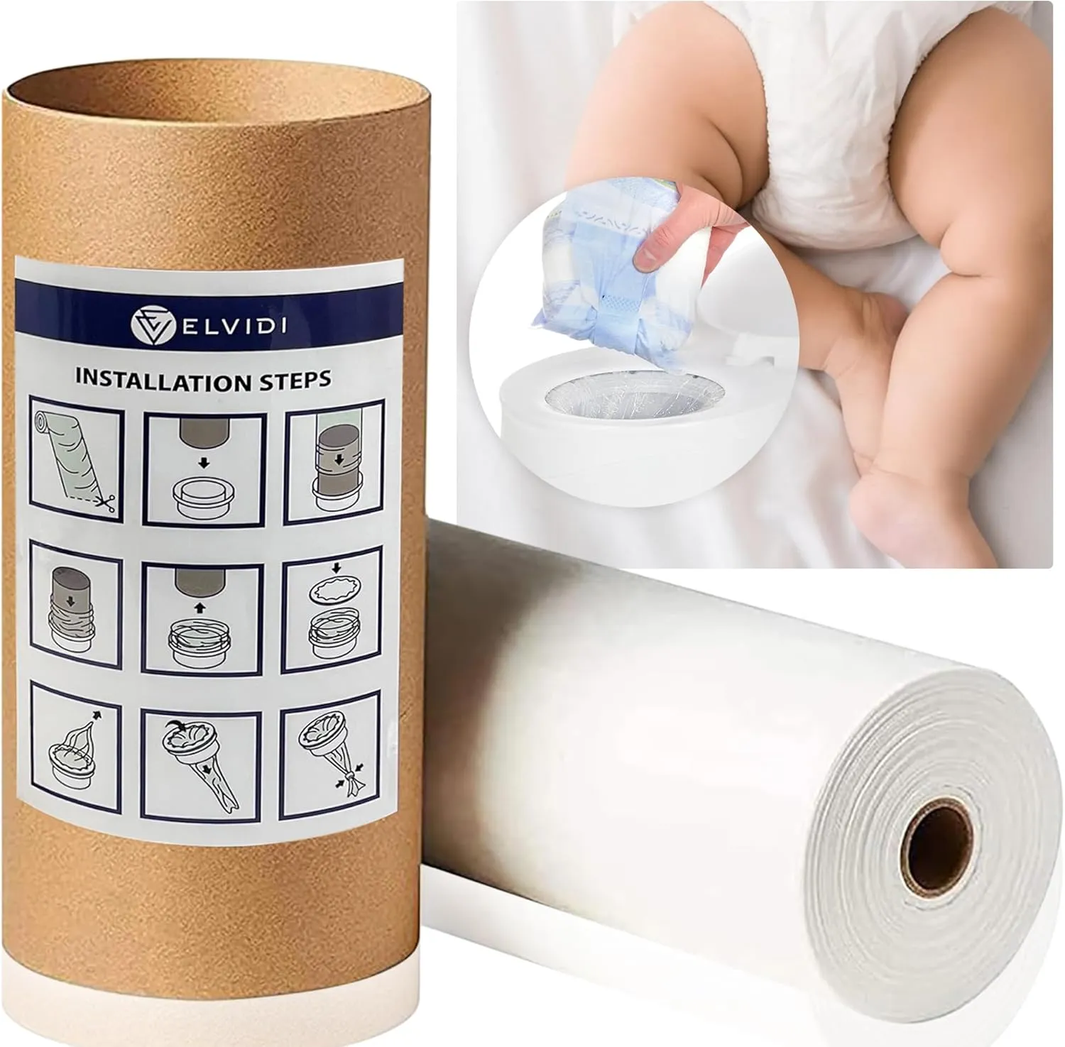 Diaper Pail refills 200m for babies | No Unpleasant Odors | Easy to Use | Sturdy | Eco-Friendly | Compatible with Diaper Genie, Tommee Tippee and many more