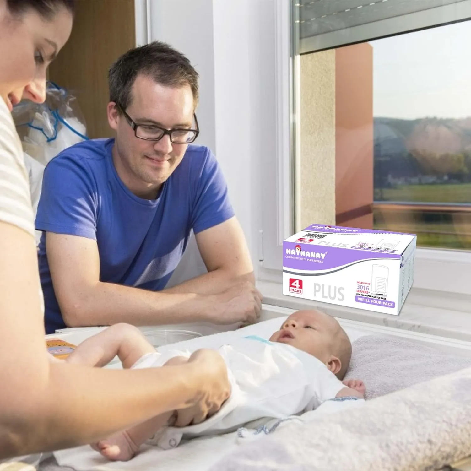 Diaper Pail Refills Increased 30% length Compatible with Dekor Plus Diaper Pails Lavender Scent Holds up to 3016 Diapers (4 Pack)