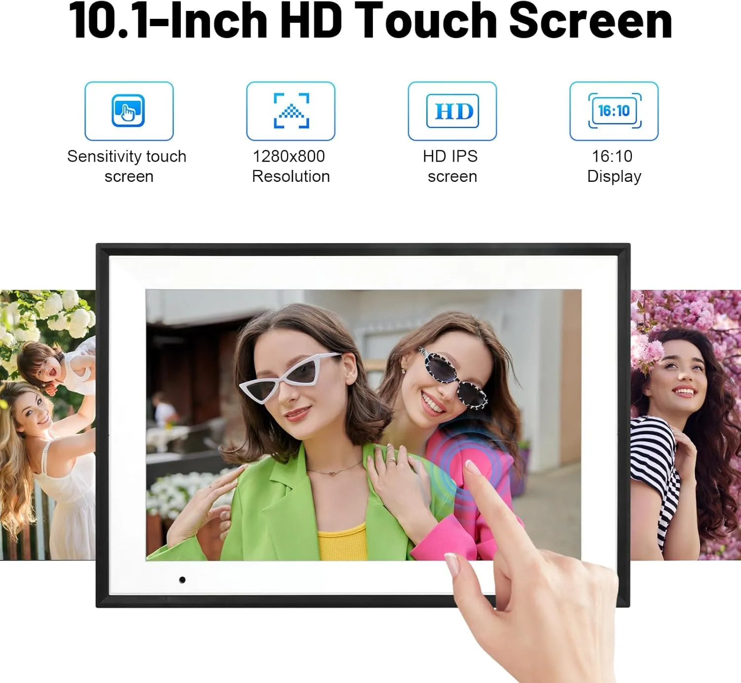 Digital Photo Frame 10.1 Inch WiFi Digital Picture Frame IPS HD Touch Screen Smart Cloud Photo Frame with 32GB Storage, Auto-Rotate, Easy Setup to Share Photos or Videos Remotely via AiMOR APP (Black)