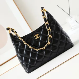 Discounted delivery hobo CHANEL bag calfskin 24a 32cm Plug-and-play gold hardware black