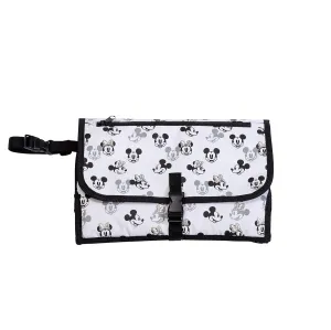Disney Baby by J.L. Childress Portable Diaper Changing Station for Baby - Includes Wipes Case, Storage Pockets - Disney World Travel Essential - Travel Diaper Changing Kit - Mickey Minnie Ivory