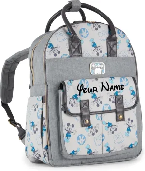 Disney Personalized Diaper Bag Character MICKEY MINNIE and MORE Multi-Pocket Functional Baby Diaper Bag Backpacks (Personalized Mickey Gray Double Handle Diaper Bag)