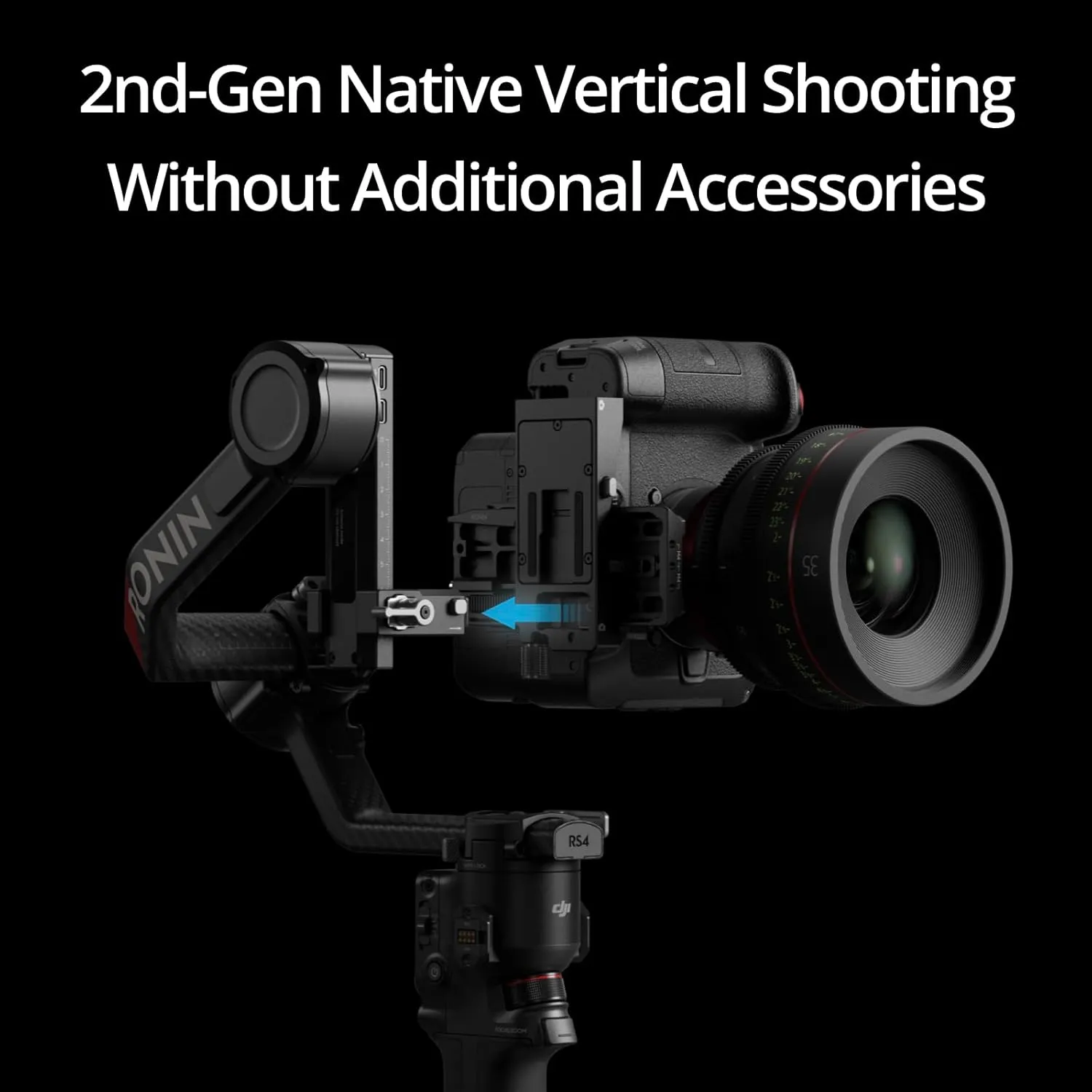 DJI RS 4 Pro, 3-Axis Gimbal Stabilizer for DSLR & Cinema Camera Canon/Sony/Panasonic/Nikon/Fujifilm, 2nd-Gen Native Vertical Shooting, 4.5kg (10lbs) Payload, Dual Focus & Zoom Motors, Camera Gimbal