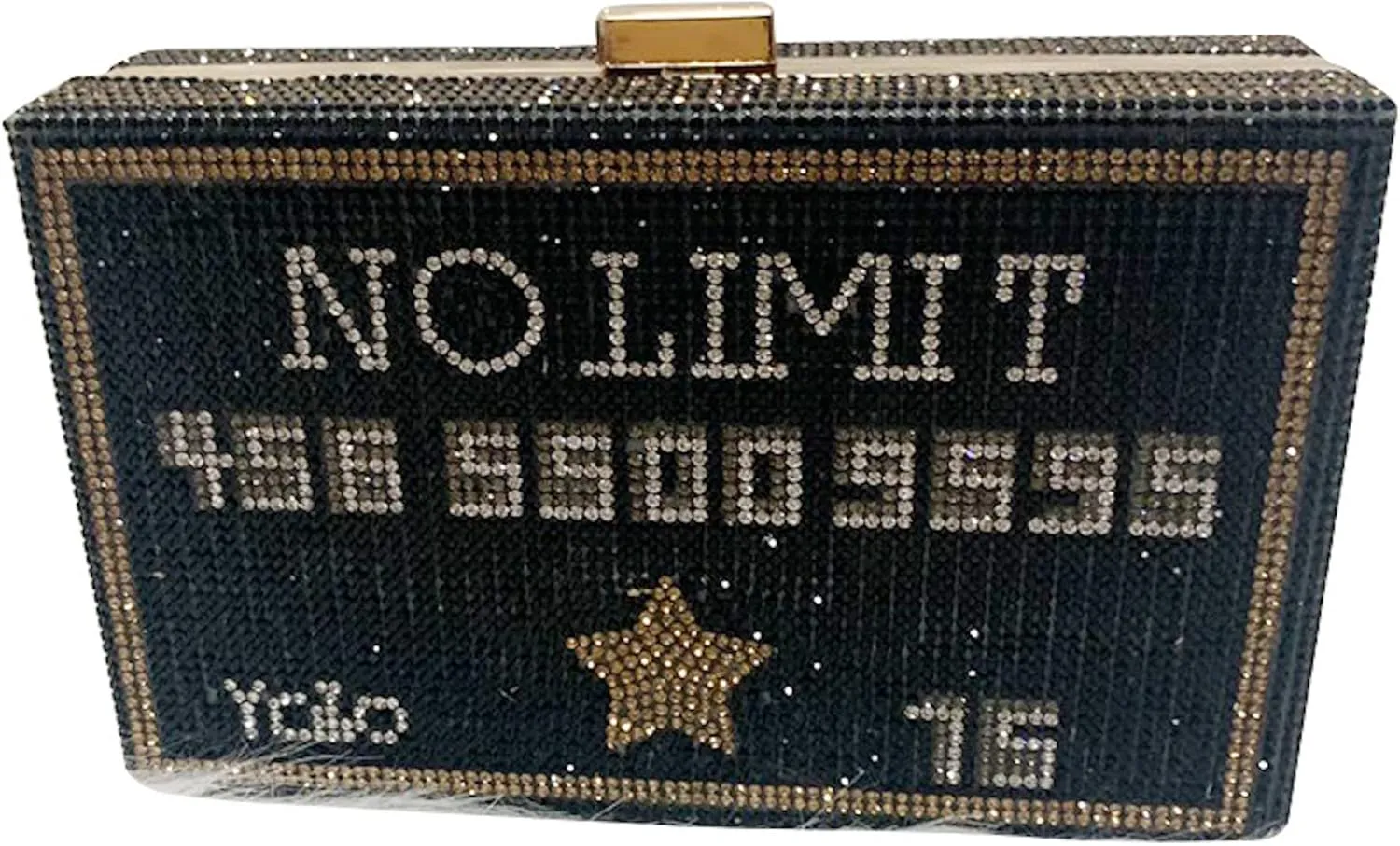 Dollar Money Stack of Cash Glitter Rhinestone Crystal Clutch Purse for Women and Girls (Black)