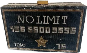 Dollar Money Stack of Cash Glitter Rhinestone Crystal Clutch Purse for Women and Girls (Black)