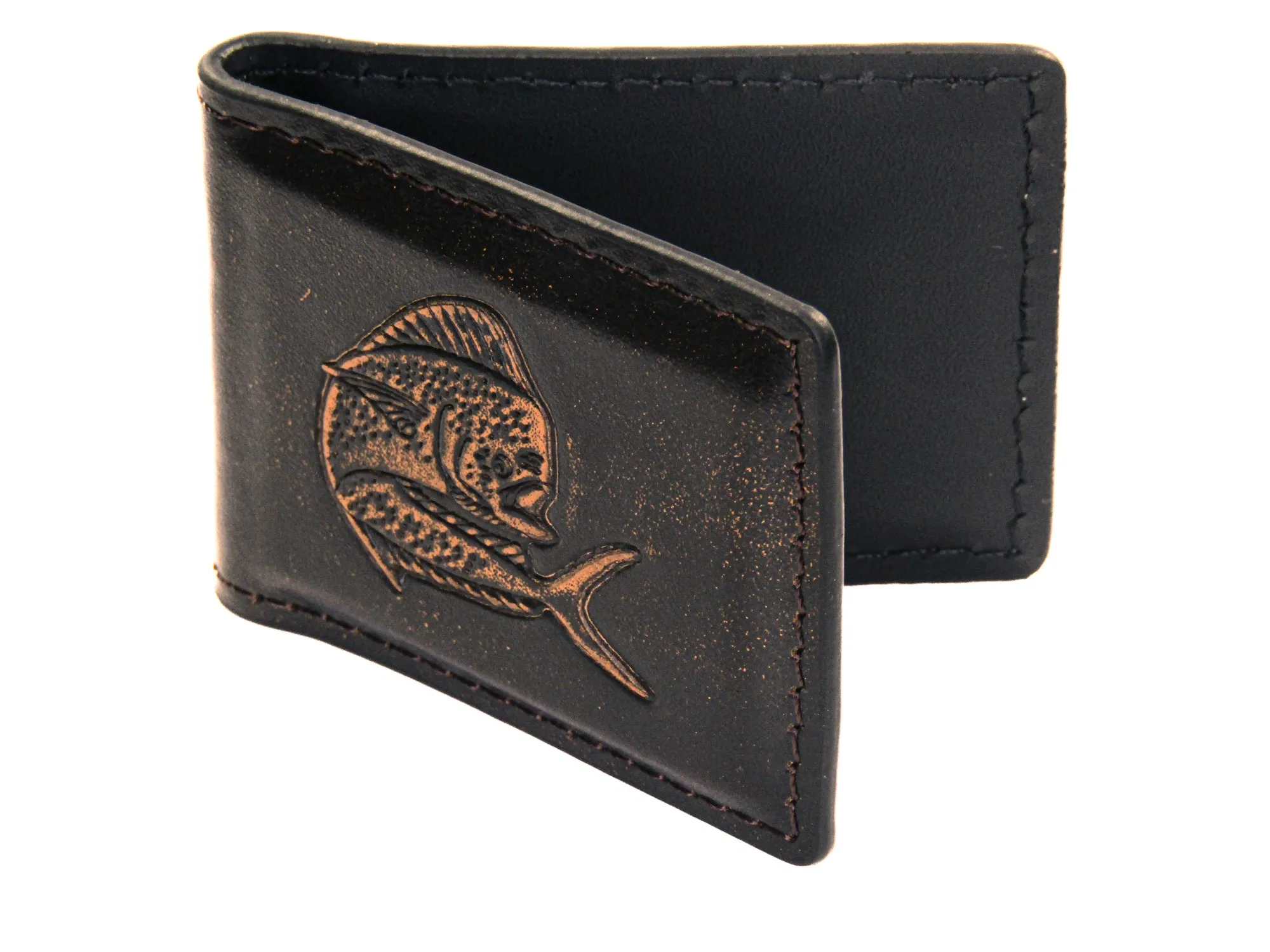 Dolphin Mahi-Mahi Burnished Leather Money Clip