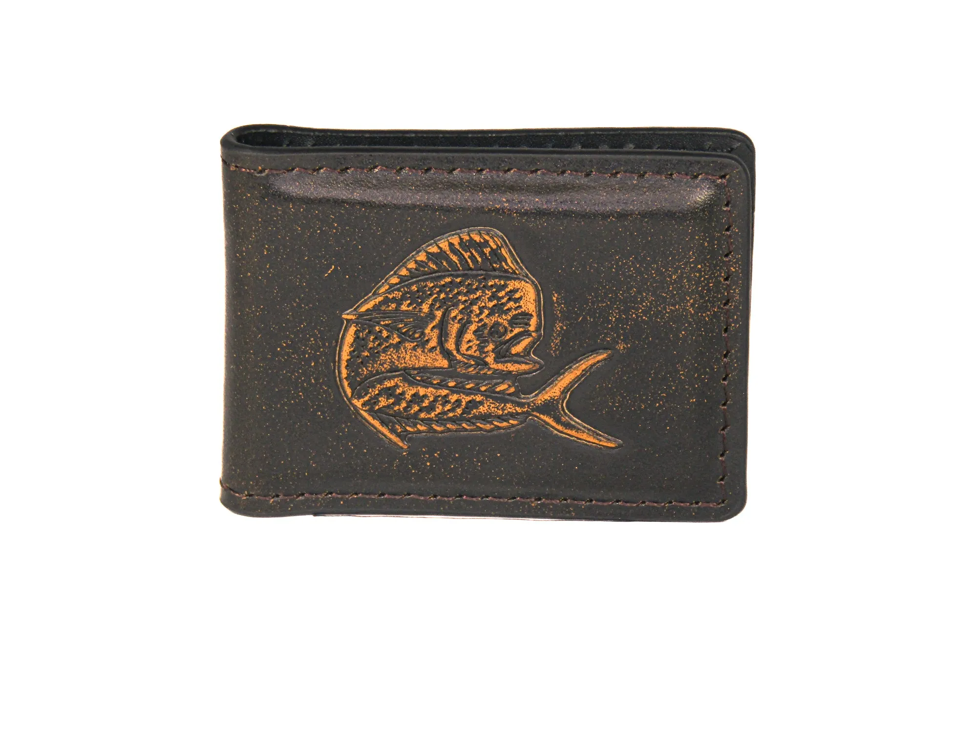 Dolphin Mahi-Mahi Burnished Leather Money Clip