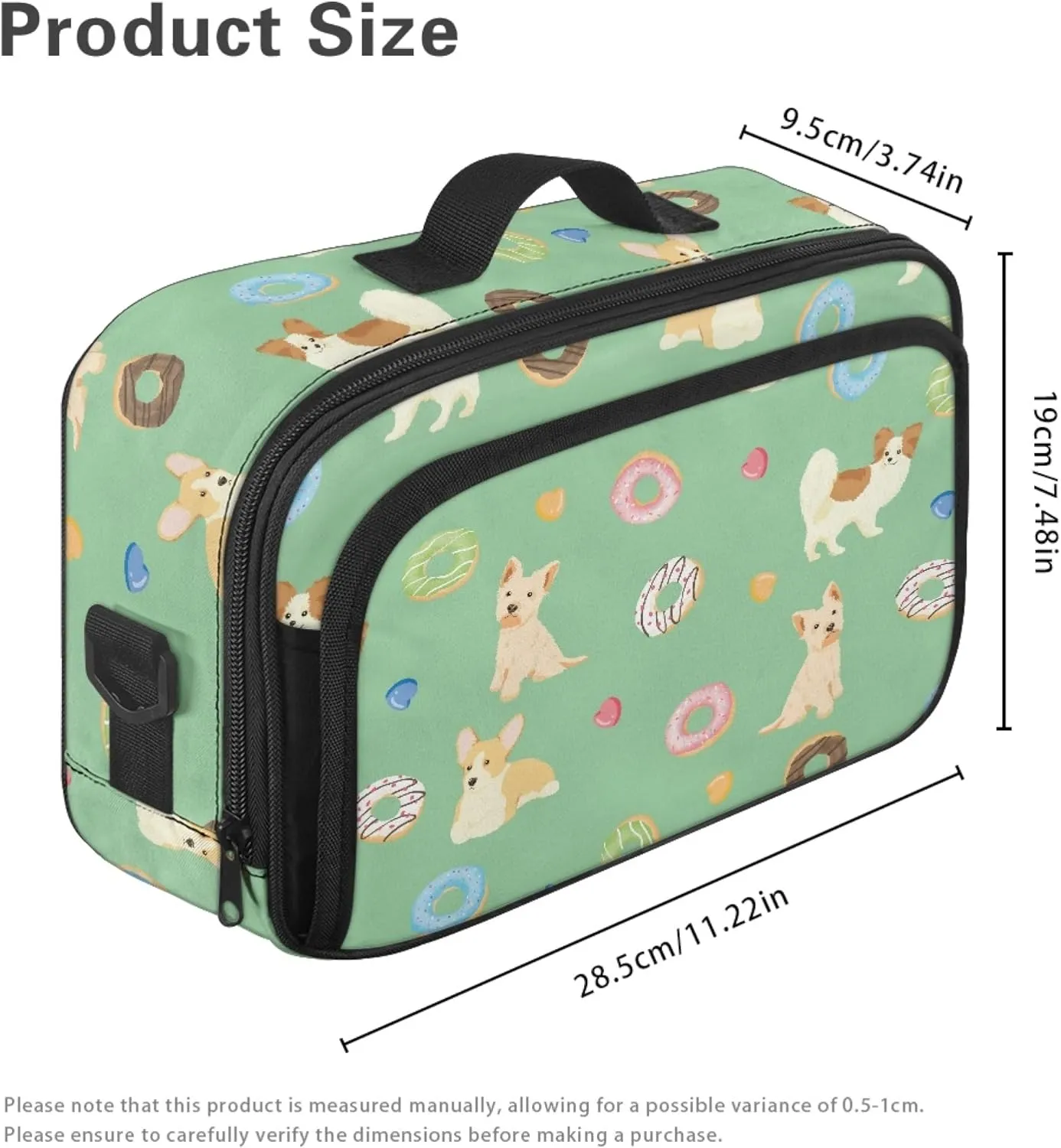 Donut Dog Small Diaper Bag Mini Stroller Diaper Bag with Pocket Crossbody Diaper Caddy with Hook for Diapers Large Space Storage Bin for Diapers Green