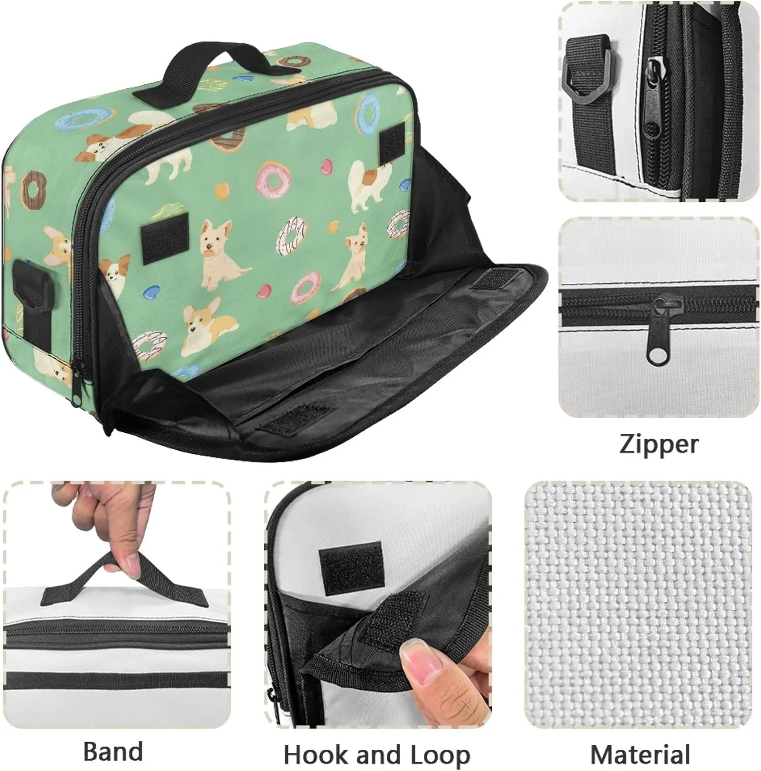 Donut Dog Small Diaper Bag Mini Stroller Diaper Bag with Pocket Crossbody Diaper Caddy with Hook for Diapers Large Space Storage Bin for Diapers Green