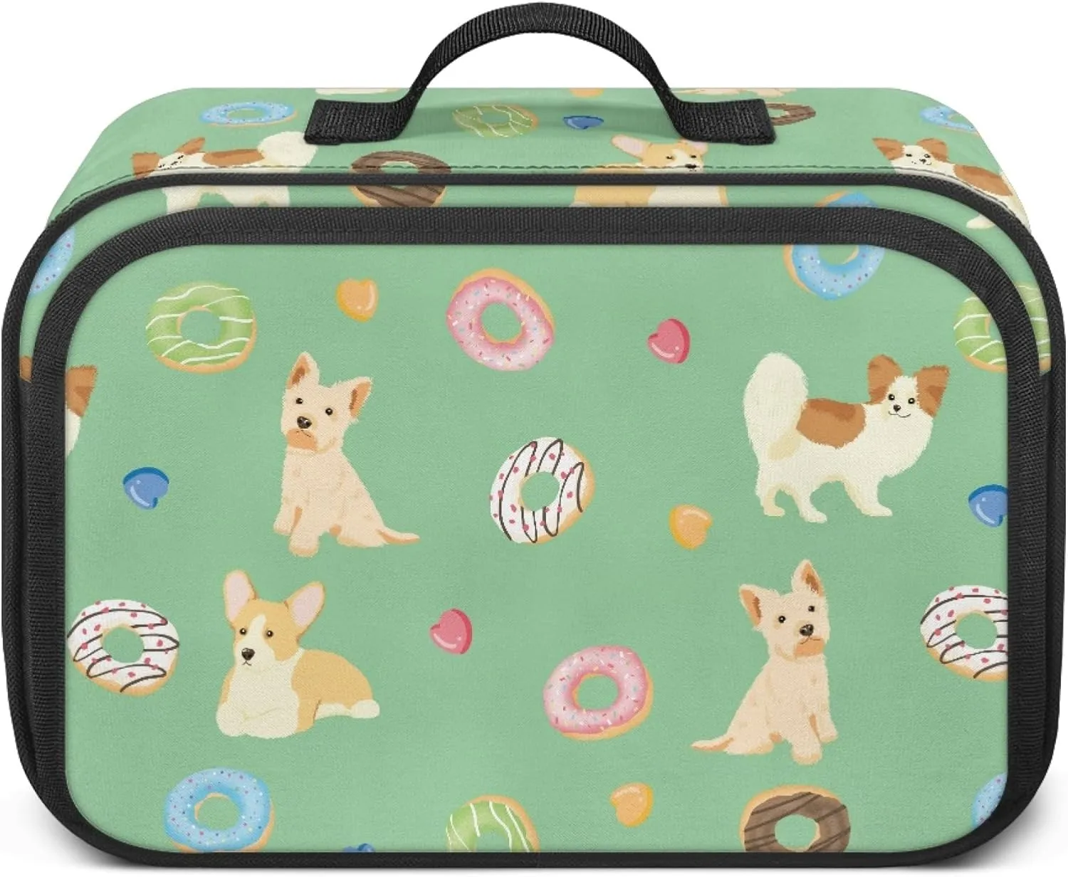 Donut Dog Small Diaper Bag Mini Stroller Diaper Bag with Pocket Crossbody Diaper Caddy with Hook for Diapers Large Space Storage Bin for Diapers Green
