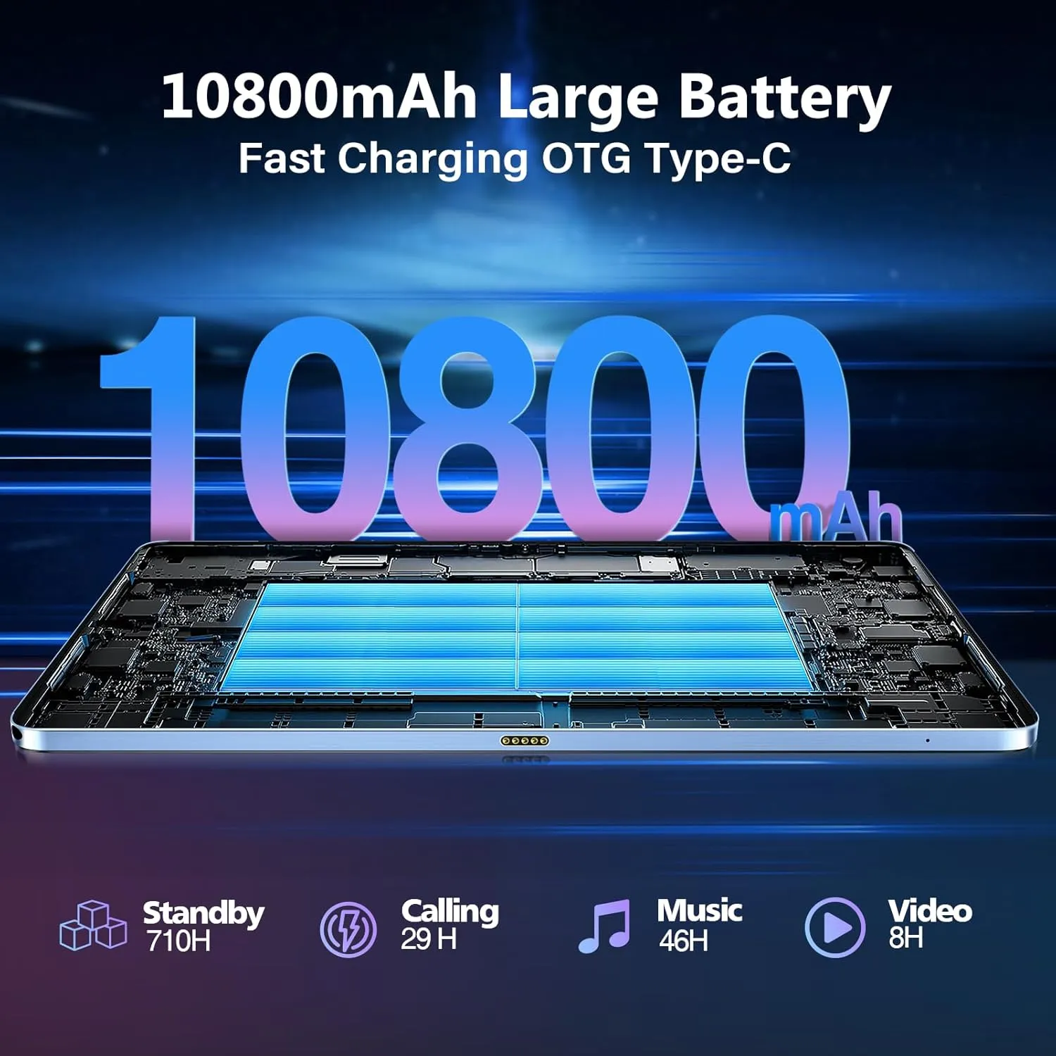 DOOGEE T40 PRO 12 Inch Android 14 Tablet, 10800mAh, 2.4K Gaming Tablet, Helio G99, 20GB RAM   512GB ROM (2TB TF), Ultra-Slim 7.6mm, Dual SIM 4G, Dual-Band WiFi, Face Unlock, BT5.0, GPS, OTG, Blue