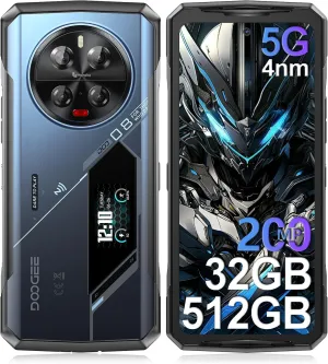 DOOGEE V40 Pro 5G Rugged Smartphone Unlocked with 1.47" Rear Screen,36GB 512GB/TF 2TB Android 14 Rugged Phone,200MP 32MP,8680 mAh Battery,6.78" FHD  120Hz IPS Screen,Dual Unlock/3 Card Slots/WiFi6/NFC
