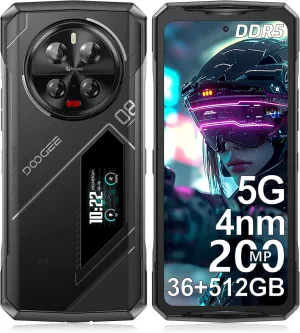 DOOGEE V40 Pro 5G Rugged Smartphone Unlocked with 1.47" Rear Screen,36GB 512GB/TF 2TB Android 14 Rugged Phone,8680 mAh Battery,200MP 32MP,6.78" FHD  120Hz IPS Screen,3 Card Slots/Dual Unlock/NFC/WiFi6