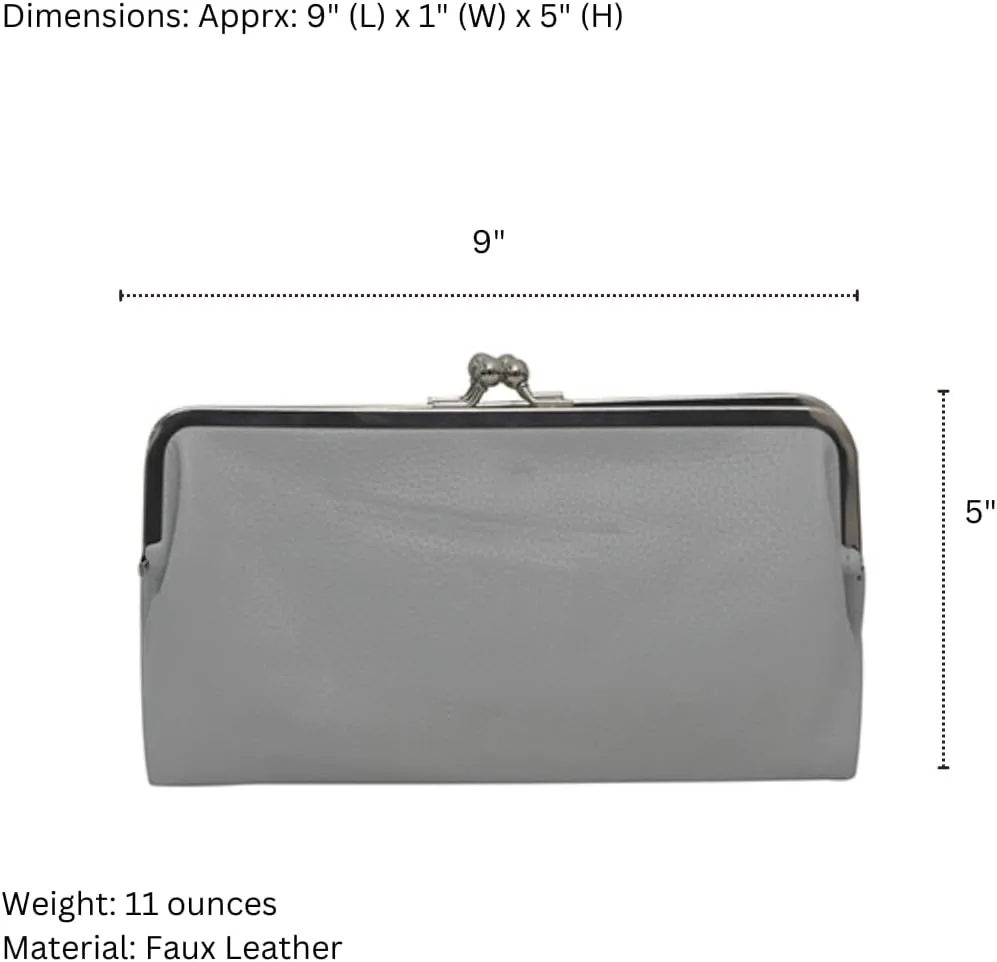 Double Frame Vintage Style Clutch Purse, Women's Travel Wallet