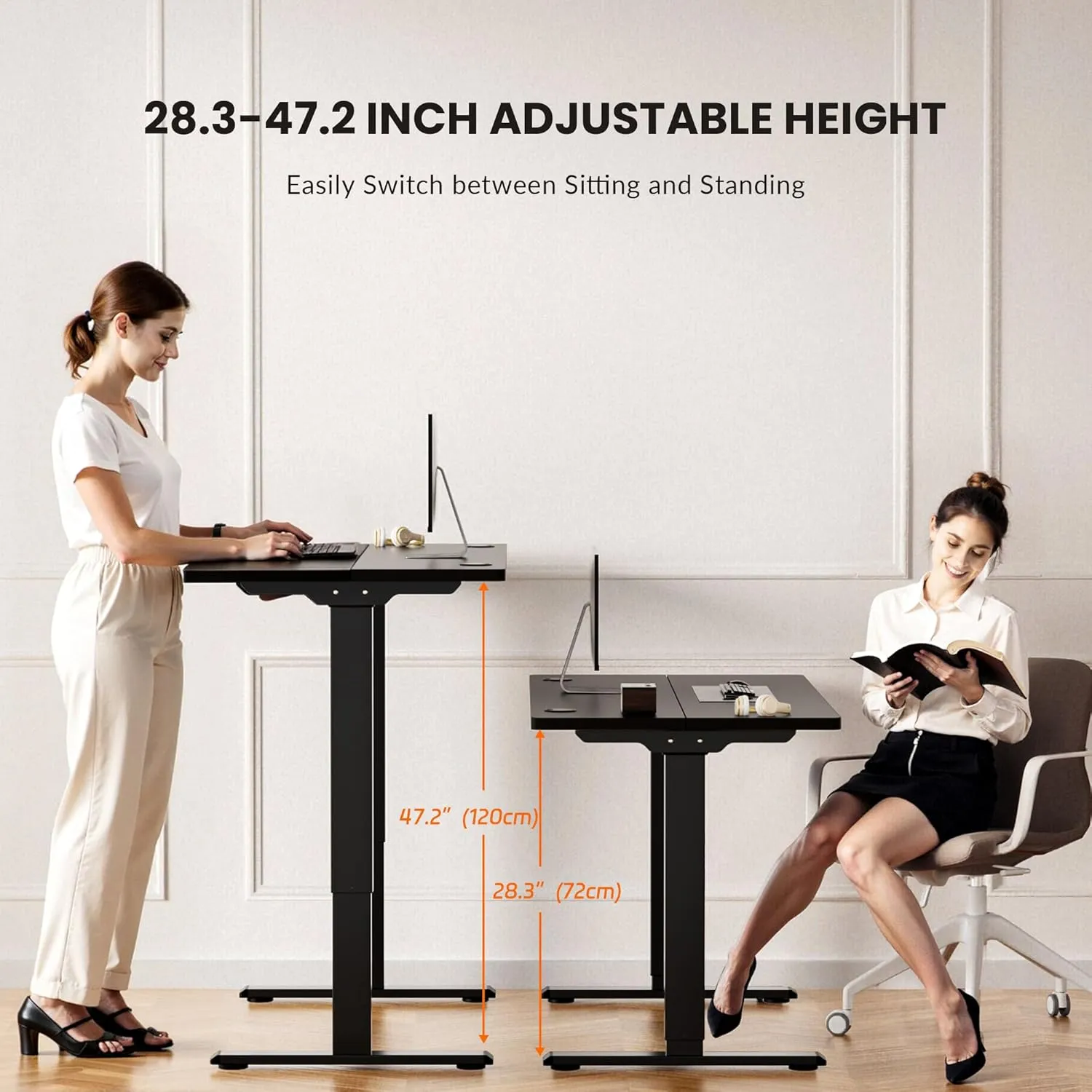 Dual Motor Electric Standing Desk Frame for 40 to 90" Table Tops, 330lbs Weight Capacity,Ergonomic Standing Height Adjustable Base with Memory Controller,Black Frame Only